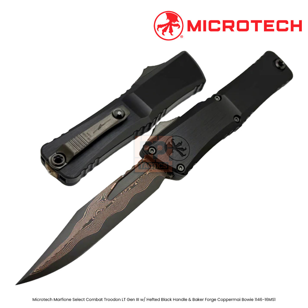 Microtech Marfione Select Combat Troodon LT Gen III w/ Hefted Black Handle & Baker Forge Coppermai Bowie 1146-16MS1