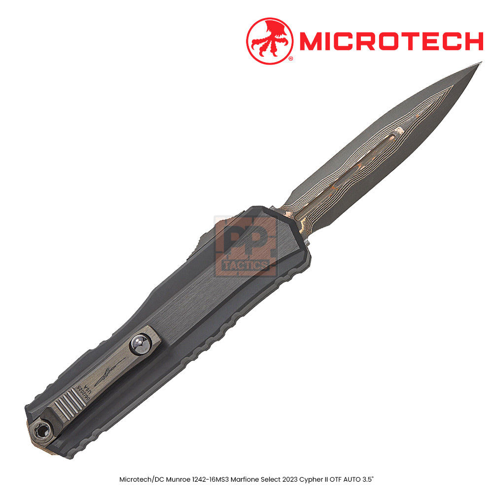 Microtech MT124216MS3: 1242-16MS3 DC Munroe 2023 Cypher II OTF AUTO - D/E CopperMai Damascus Standard