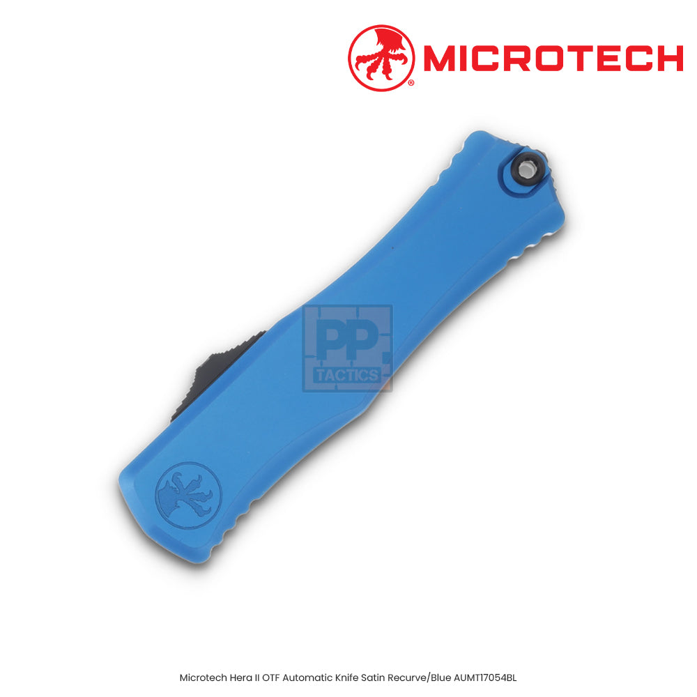 Microtech Hera II OTF Automatic Knife Satin Recurve/Blue AUMT17054BL
