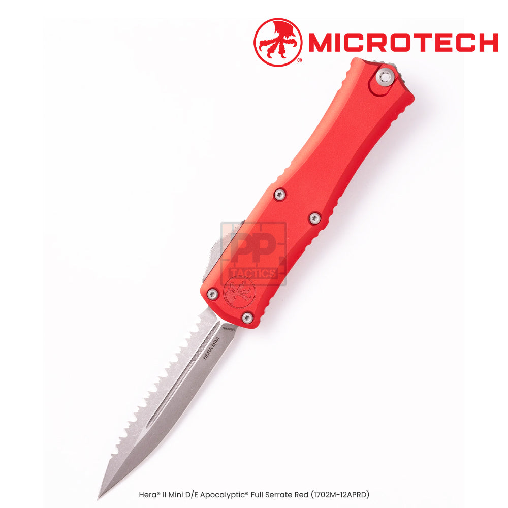 Microtech Hera® II Mini D/E Apocalyptic® Full Serrate Red (1702M-12APRD)