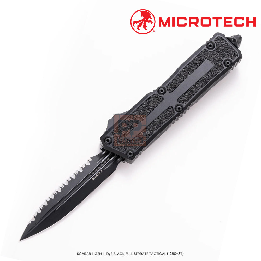 Microtech SCARAB II GEN III D/E BLACK FULL SERRATE TACTICAL (1280-3T)