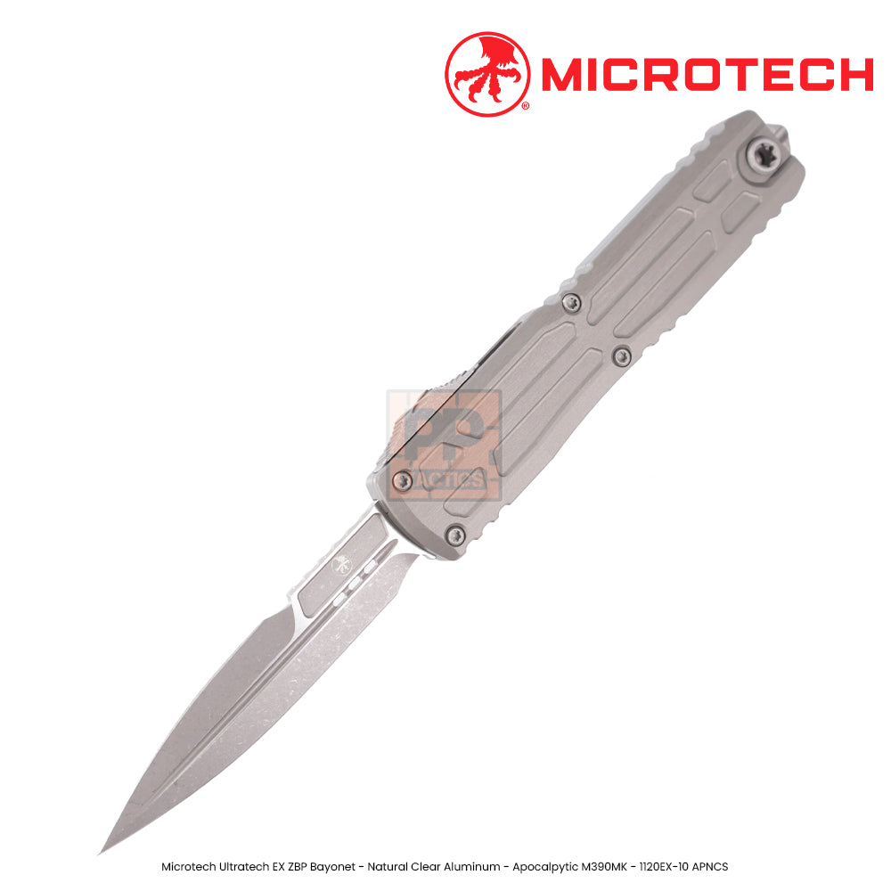 Microtech Ultratech EX ZBP Bayonet - Natural Clear Aluminum - Apocalpytic M390MK - 1120EX-10 APNCS