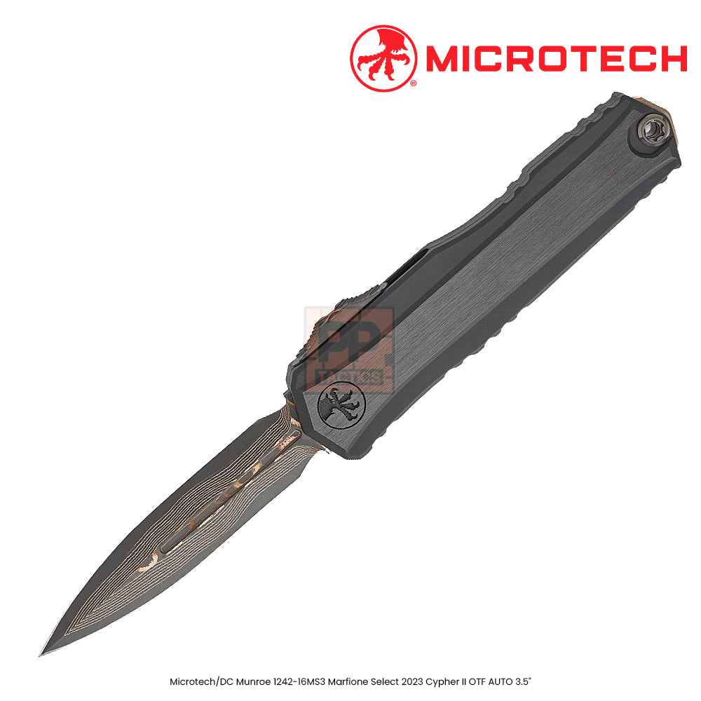 Microtech MT124216MS3: 1242-16MS3 DC Munroe 2023 Cypher II OTF AUTO - D/E CopperMai Damascus Standard