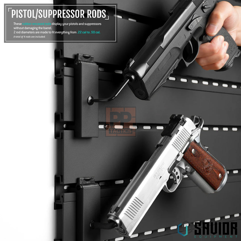 Savior Wall Rack System - Adjustable Pistol &amp; Suppressor Rod (2-Pack)