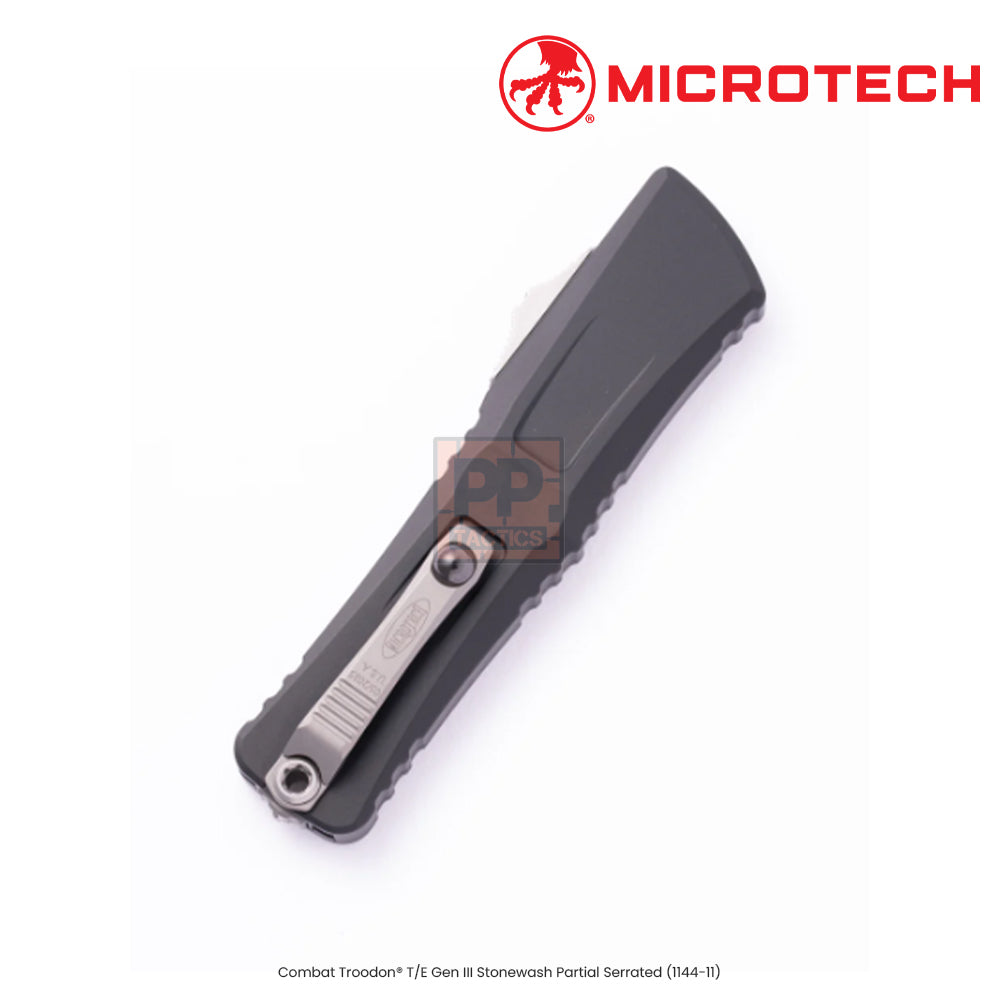 Microtech Combat Troodon® T/E Gen III Stonewash Partial Serrated (1144-11)