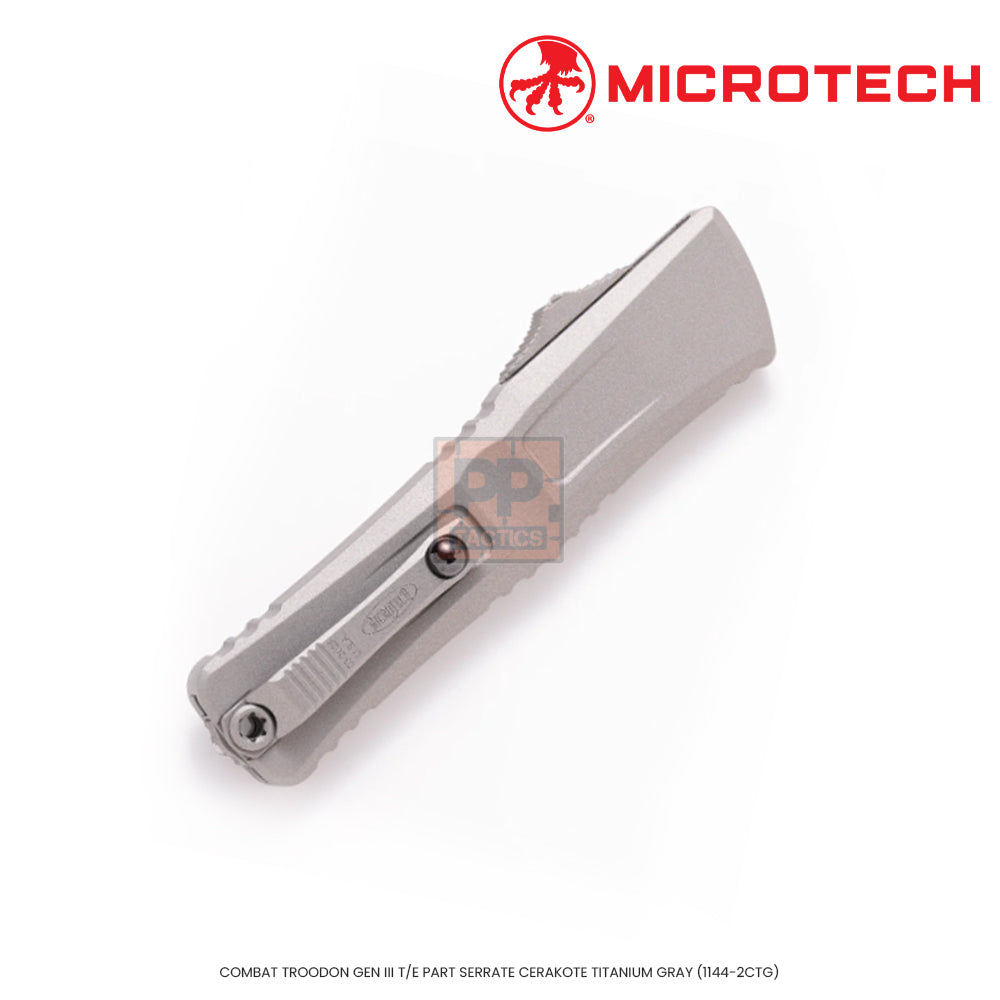 Microtech COMBAT TROODON GEN III T/E PART SERRATE CERAKOTE TITANIUM GRAY (1144-2CTG)