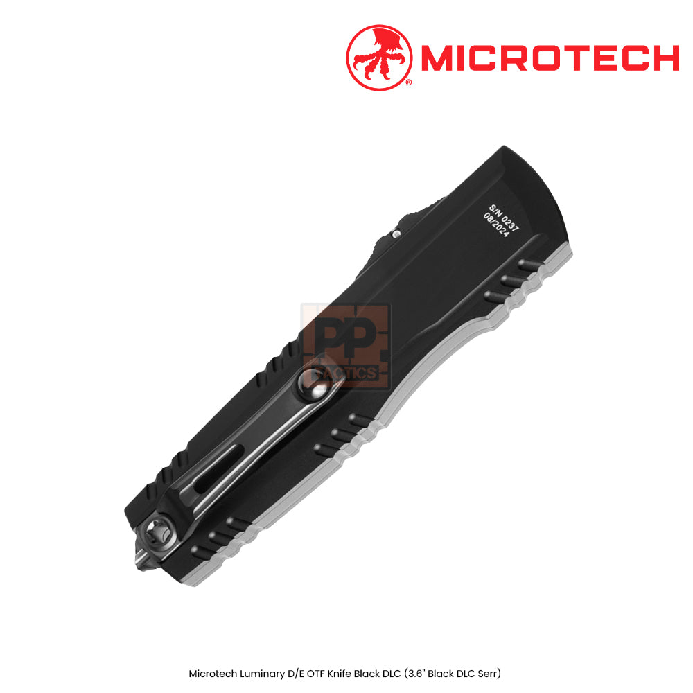 Microtech Luminary D/E OTF Knife Black DLC (3.6" Black DLC Serr)