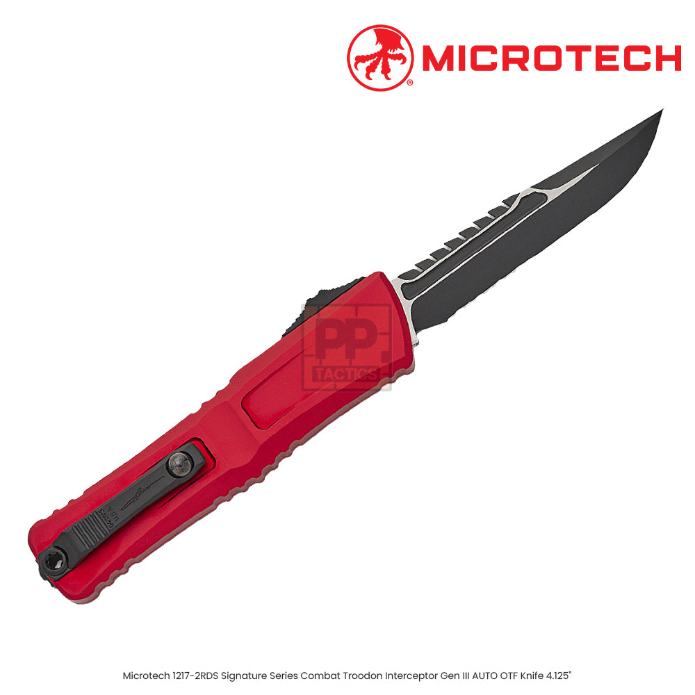 Microtech 1217-2RDS Signature Series Combat Troodon Interceptor Gen III AUTO OTF Knife 4.125"