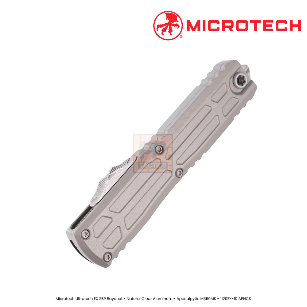 Microtech Ultratech EX ZBP Bayonet - Natural Clear Aluminum - Apocalpytic M390MK - 1120EX-10 APNCS