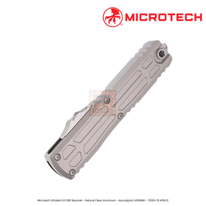 Microtech Ultratech EX ZBP Bayonet - Natural Clear Aluminum - Apocalpytic M390MK - 1120EX-10 APNCS