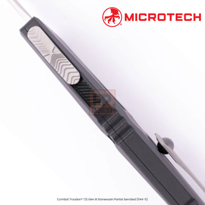 Microtech Combat Troodon® T/E Gen III Stonewash Partial Serrated (1144-11)
