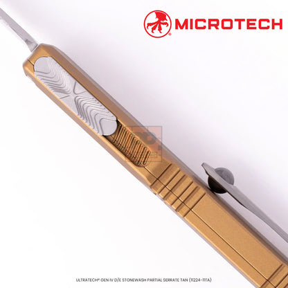 Microtech ULTRATECH® GEN IV D/E STONEWASH PARTIAL SERRATE TAN (11224-11TA)