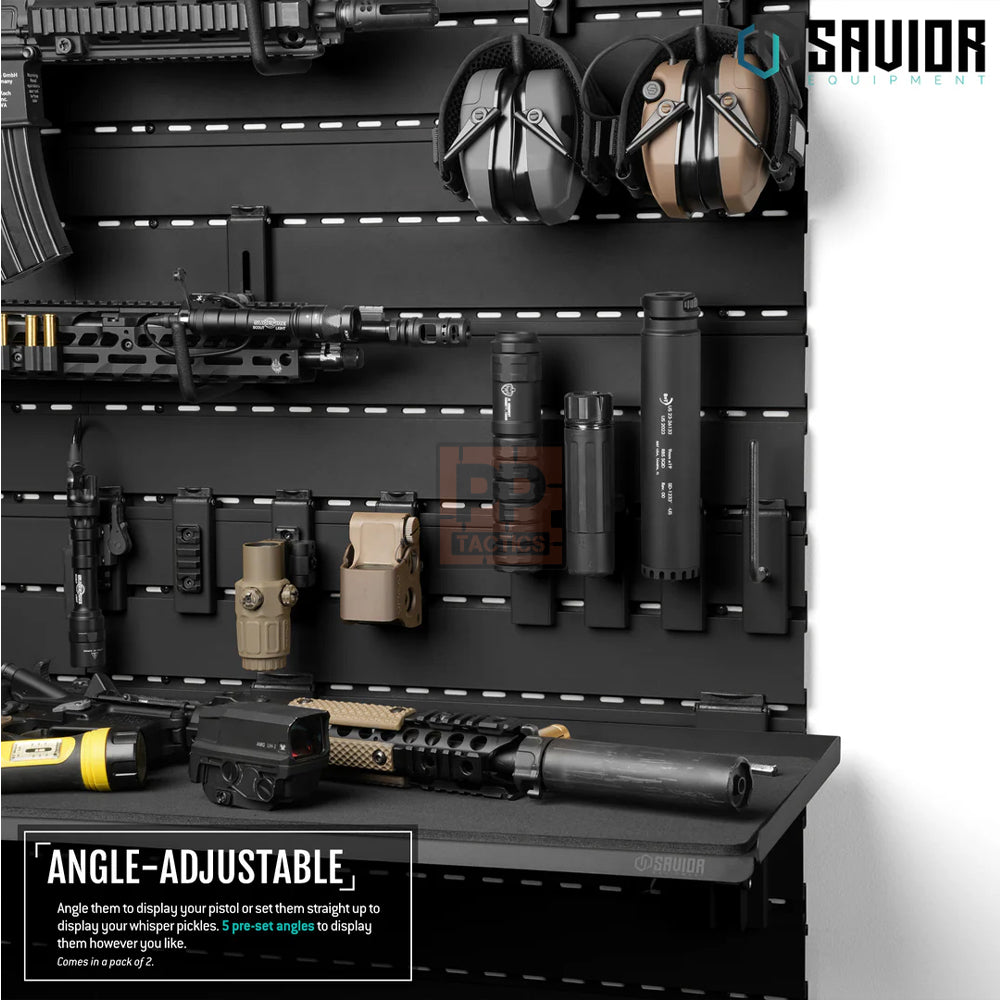 Savior Wall Rack System - Adjustable Pistol &amp; Suppressor Rod (2-Pack)