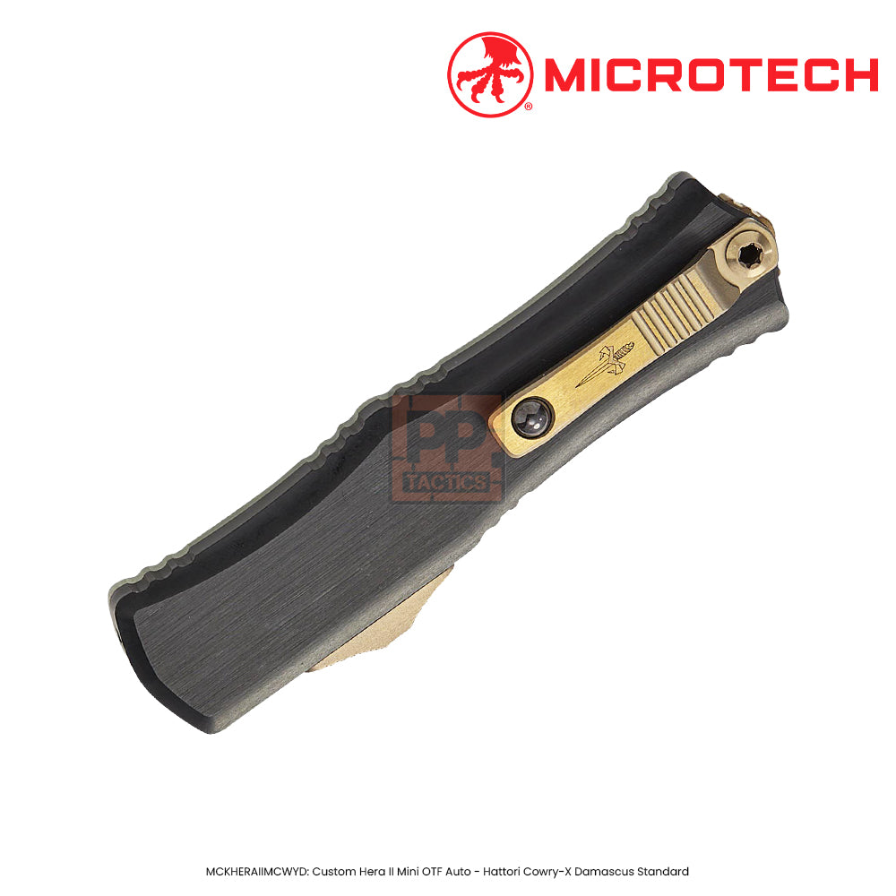 Microtech MCKHERAIIMCWYD: Custom Hera II Mini OTF Auto - Hattori Cowry-X Damascus Standard