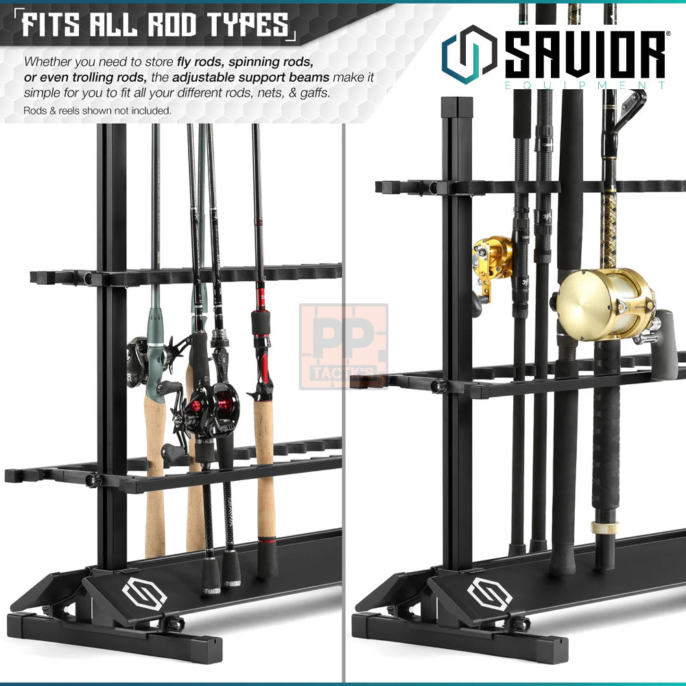 Savior Aluminum Fishing Rod Holder Rack - 24/36/48 Slots