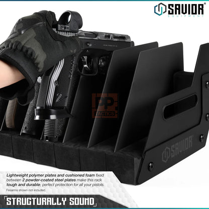 Savior Mobile Pistol Storage Rack w/ Handle - 6 Slots