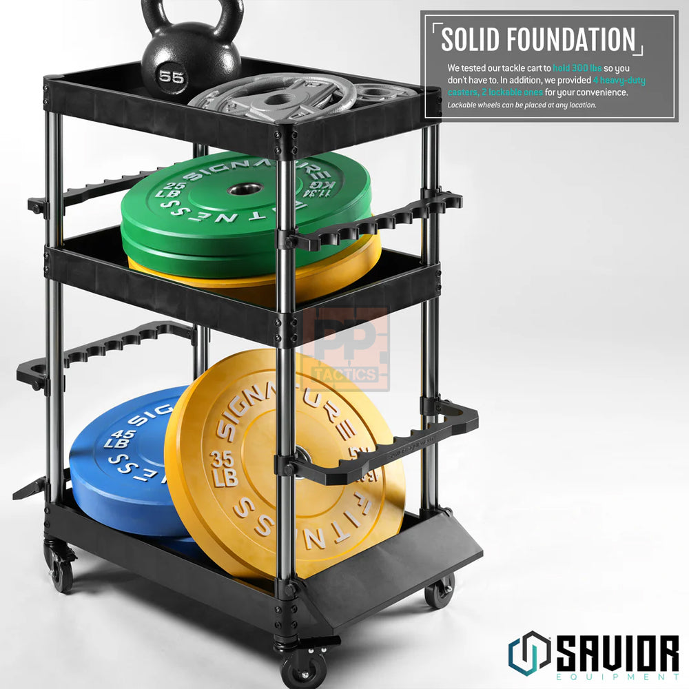 Savior Mobile Tackle Station - Cart w/ 16 Slot Fishing Rod Holder