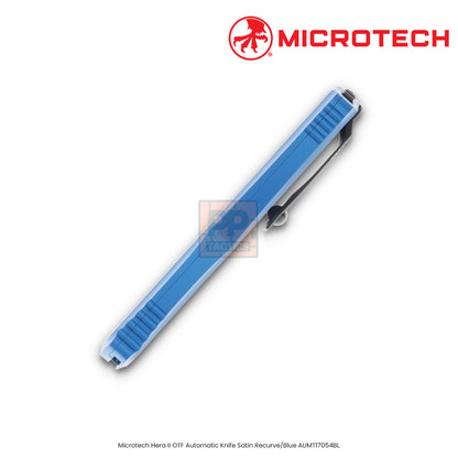 Microtech Hera II OTF Automatic Knife Satin Recurve/Blue AUMT17054BL