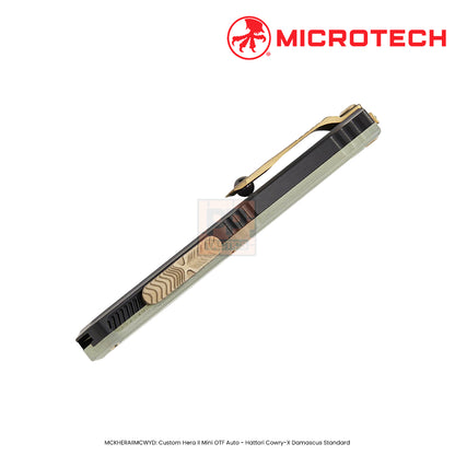 Microtech MCKHERAIIMCWYD: Custom Hera II Mini OTF Auto - Hattori Cowry-X Damascus Standard
