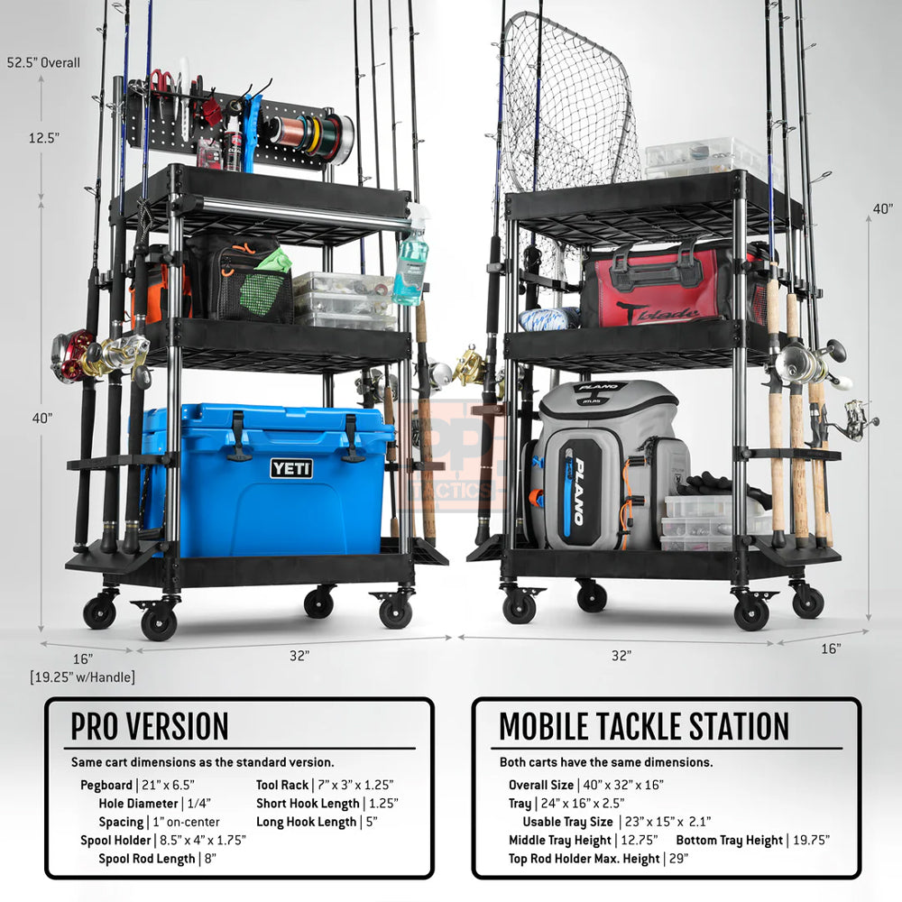 Savior Mobile Tackle Station - Cart w/ 16 Slot Fishing Rod Holder