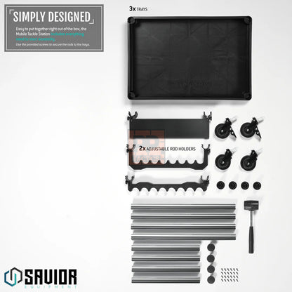 Savior Mobile Tackle Station - Cart w/ 16 Slot Fishing Rod Holder