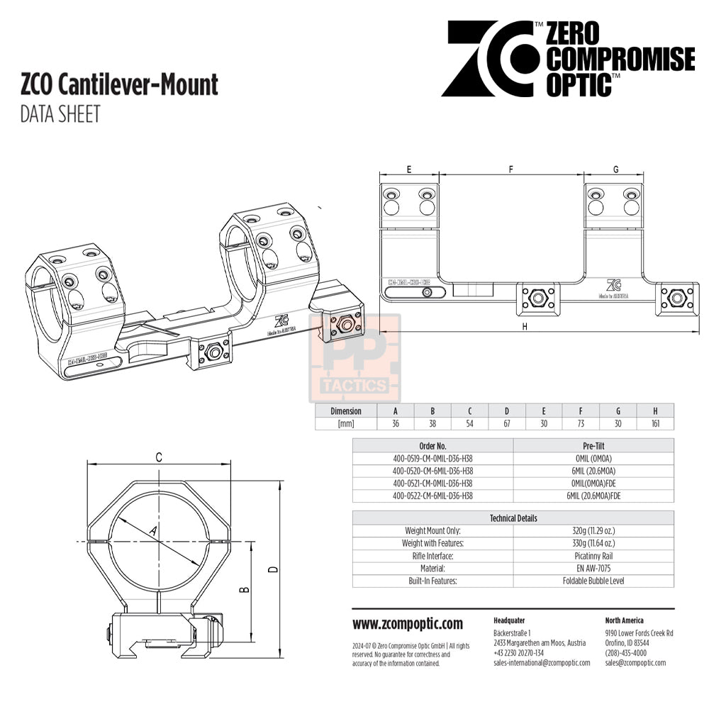 Zero Compromise Optics Cantilever mount