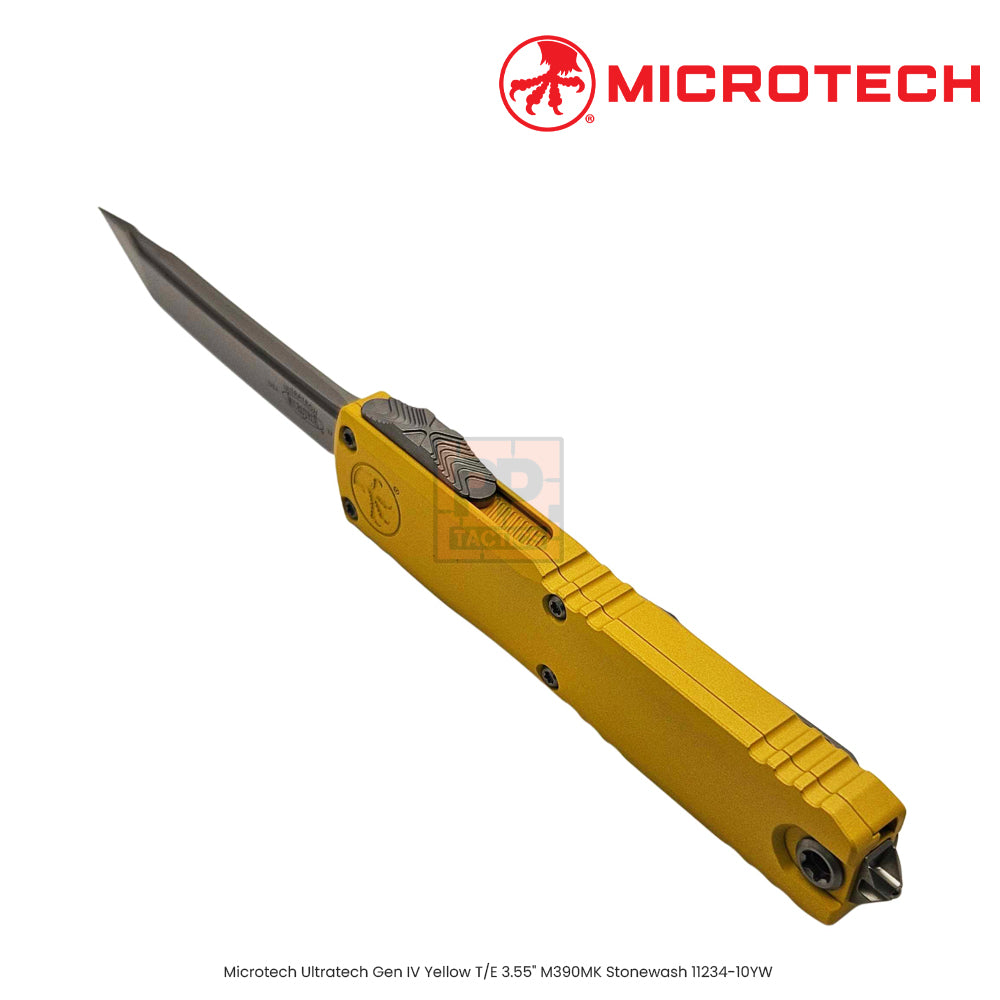 Microtech Ultratech Gen IV Yellow D/E Full Serrated 3.55" M390MK Apocalyptic 11224-12APYW
