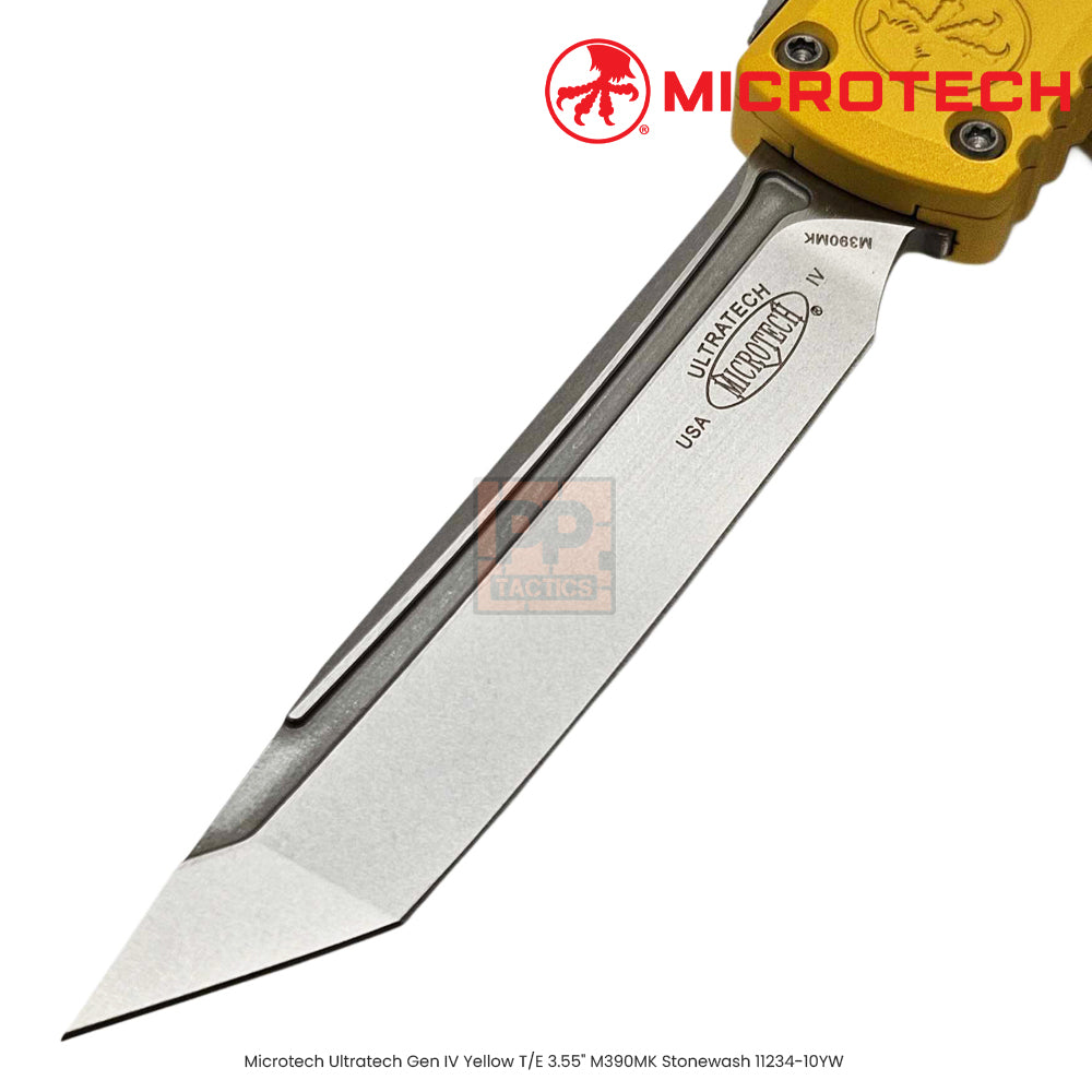 Microtech Ultratech Gen IV Yellow D/E Full Serrated 3.55" M390MK Apocalyptic 11224-12APYW