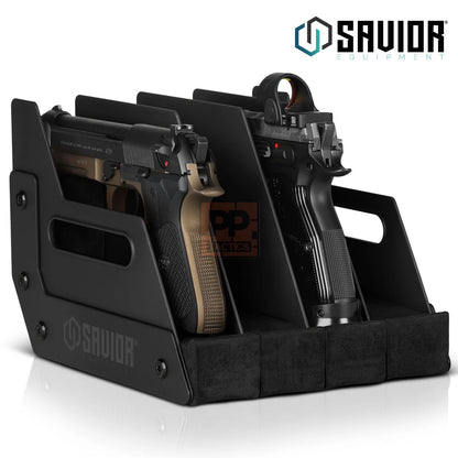 Savior Mobile Pistol Storage Rack w/ Handle - 4 Slots