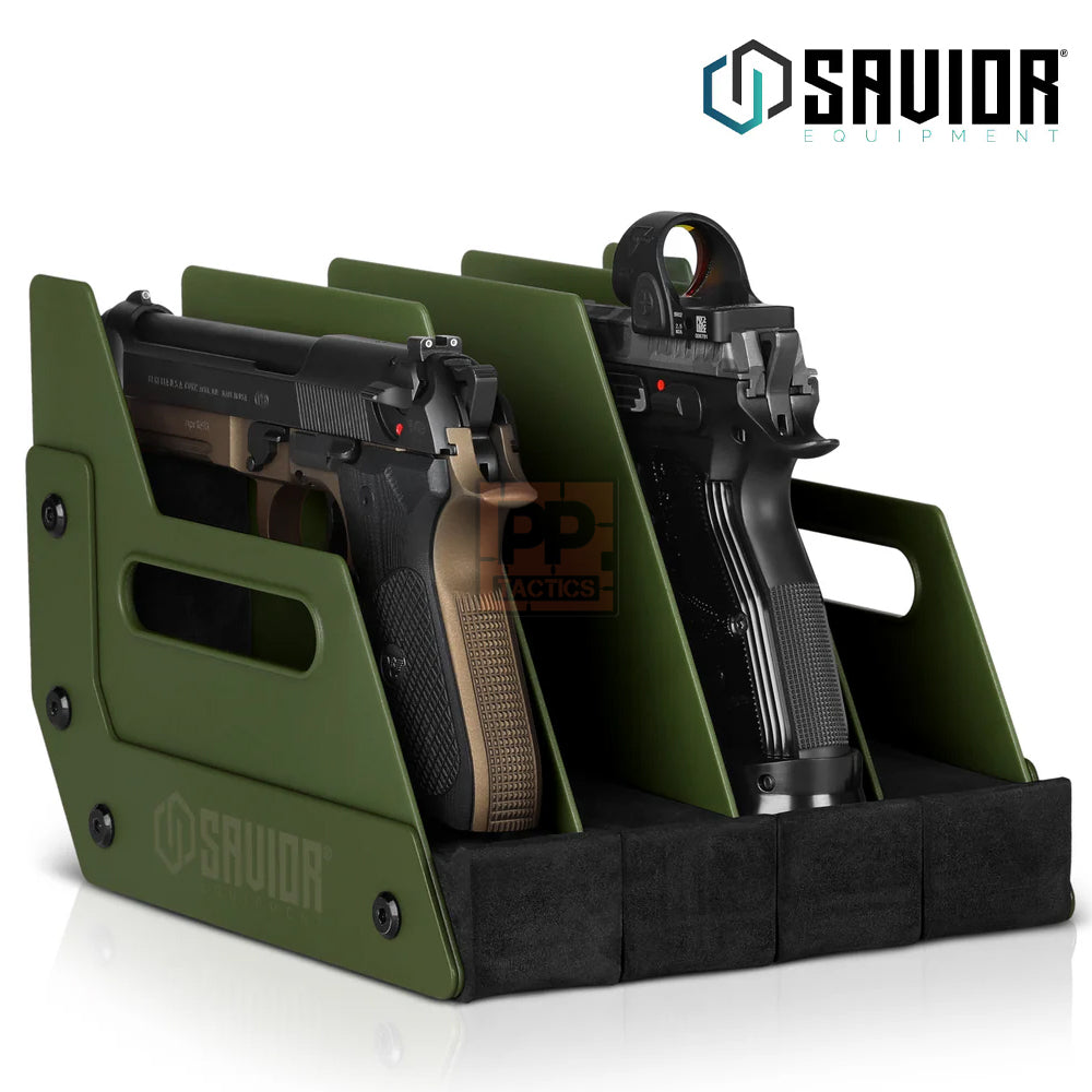 Savior Mobile Pistol Storage Rack w/ Handle - 4 Slots