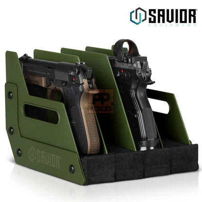 Savior Mobile Pistol Storage Rack w/ Handle - 4 Slots