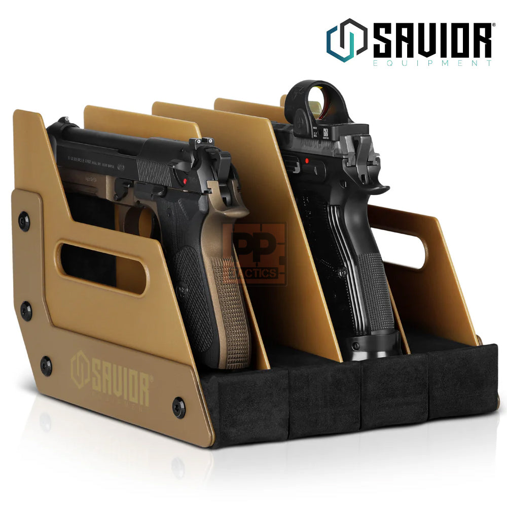 Savior Mobile Pistol Storage Rack w/ Handle - 4 Slots