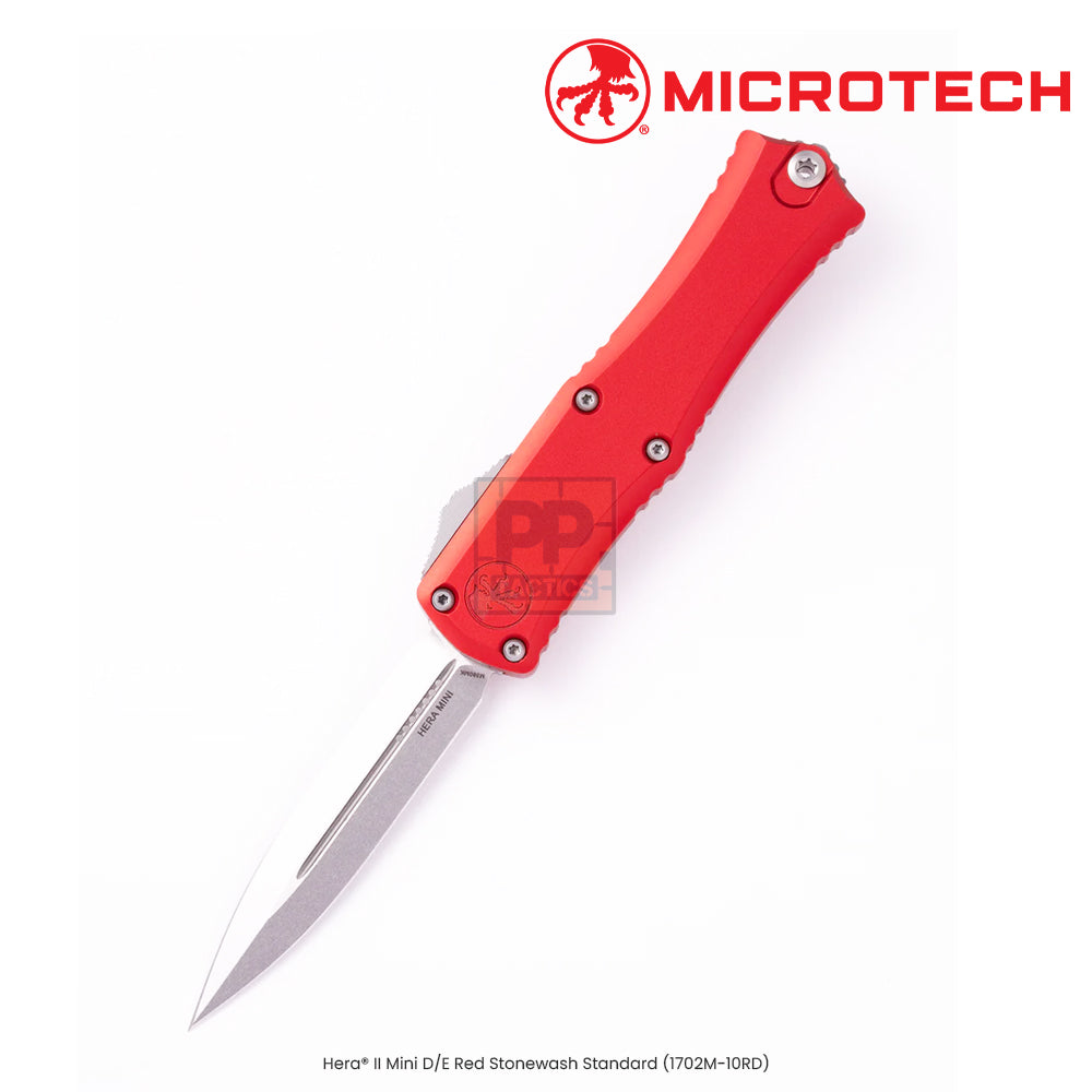 Microtech Hera® II Mini D/E Red Stonewash Standard (1702M-10RD)