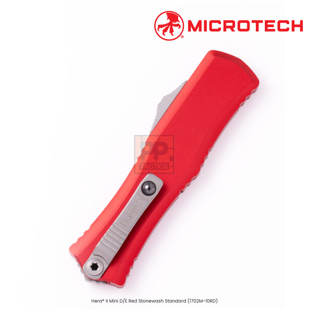 Microtech Hera® II Mini D/E Red Stonewash Standard (1702M-10RD)