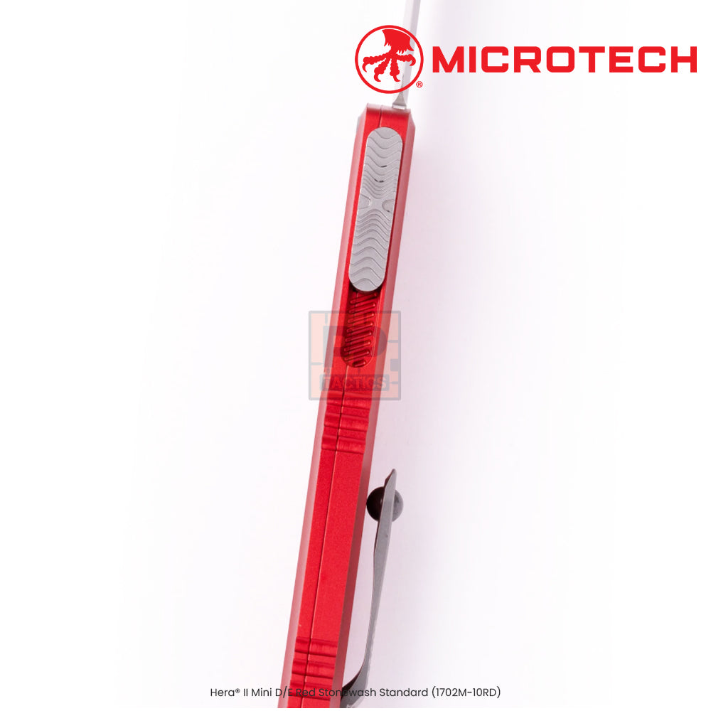 Microtech Hera® II Mini D/E Red Stonewash Standard (1702M-10RD)