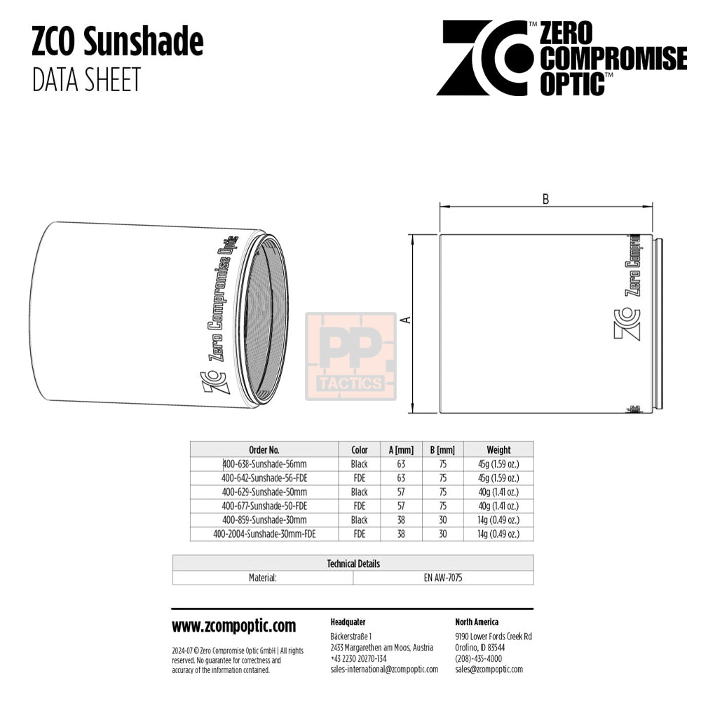 Zero Compromise Optics Sunshade ø50mm / ø56mm