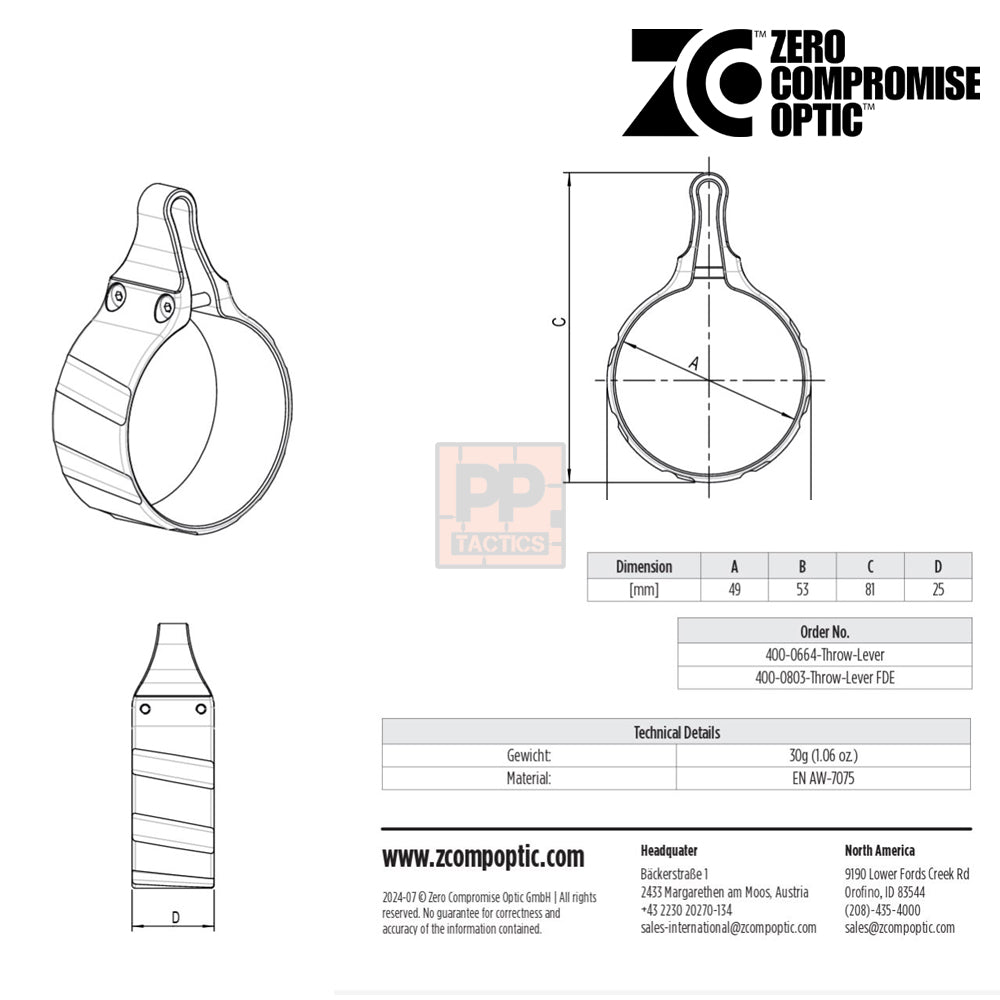 Zero Compromise Optics Throw lever – sport scopes